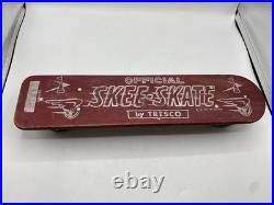 VINTAGE OFFICIAL SKEE SKATE BY TRESCO WOODEN SKATEBOARD With METAL WHEELS 18 3/4 VINTAGE OFFICIAL SKEE SKATE BY TRESCO WOODEN SKATEBOARD With METAL WHEELS 18 3/4