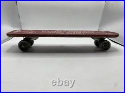 VINTAGE OFFICIAL SKEE SKATE BY TRESCO WOODEN SKATEBOARD With METAL WHEELS 18 3/4