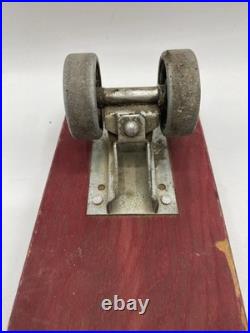 VINTAGE OFFICIAL SKEE SKATE BY TRESCO WOODEN SKATEBOARD With METAL WHEELS 18 3/4