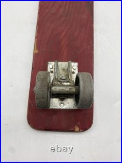 VINTAGE OFFICIAL SKEE SKATE BY TRESCO WOODEN SKATEBOARD With METAL WHEELS 18 3/4