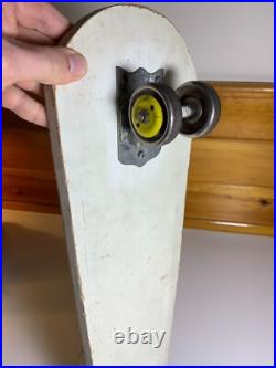 Vintage 1950s 1960s Wood Wooden Skateboard SKI-WHIZZ Chicago Skate Metal Wheels