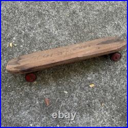 Vintage 1950s Wooden Sidewalk Surfboard Skateboard Metal Skate Wheels Handmade