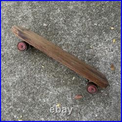 Vintage 1950s Wooden Sidewalk Surfboard Skateboard Metal Skate Wheels Handmade