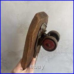 Vintage 1950s Wooden Sidewalk Surfboard Skateboard Metal Skate Wheels Handmade