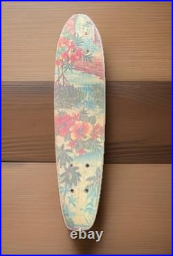 Vintage 1960's-1970's Fiberglass Skateboard Deck Tropical Theme Hawaii
