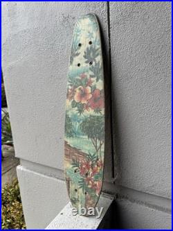 Vintage 1960's-1970's Fiberglass Skateboard Deck Tropical Theme Hawaii