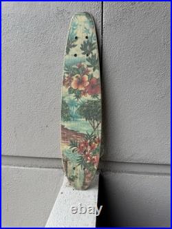 Vintage 1960's-1970's Fiberglass Skateboard Deck Tropical Theme Hawaii