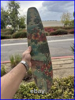 Vintage 1960's-1970's Fiberglass Skateboard Deck Tropical Theme Hawaii