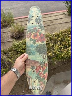 Vintage 1960's-1970's Fiberglass Skateboard Deck Tropical Theme Hawaii