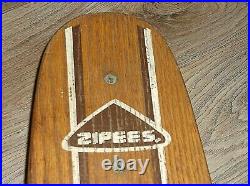 Vintage 1960's 27 Zipees Sidewalk Surfboard Wooden Skateboard Green Wheels NICE