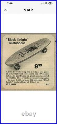 Vintage 1960's BLACK KNIGHT Wood Skateboard Sport Fun Trucks Clay Wheels