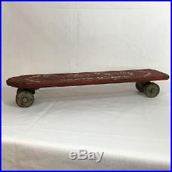Vintage 1960's Roller Derby Wood Skateboard Deck Metal Wheels All Original Parts