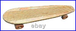 Vintage 1960's Wood Skateboard Fleetwing Surf Side with Traction Action Oak Wood