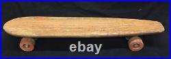 Vintage 1960's Wood Skateboard Fleetwing Surf Side with Traction Action Oak Wood