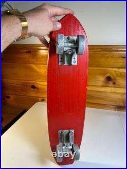 Vintage 1960s 60s Nash Tenderfoot Wood Wooden Skateboard Metal Wheels Texas MINT
