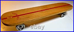 Vintage 1960s 60s Wooden Wood Skateboard Surfer Metal Steel Wheels WIPE OUT