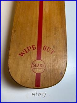 Vintage 1960s 60s Wooden Wood Skateboard Surfer Metal Steel Wheels WIPE OUT