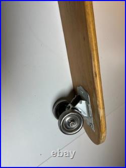 Vintage 1960s 60s Wooden Wood Skateboard Surfer Metal Steel Wheels WIPE OUT