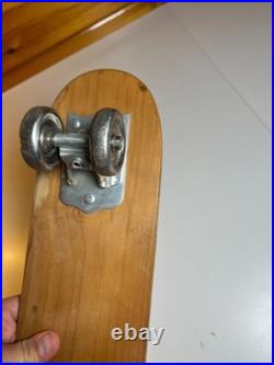 Vintage 1960s 60s Wooden Wood Skateboard Surfer Metal Steel Wheels WIPE OUT