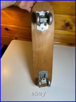 Vintage 1960s 60s Wooden Wood Skateboard Surfer Metal Steel Wheels WIPE OUT