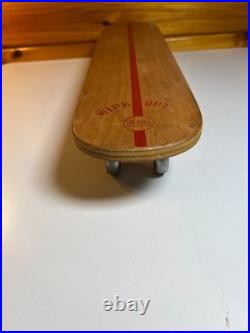 Vintage 1960s 60s Wooden Wood Skateboard Surfer Metal Steel Wheels WIPE OUT