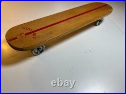 Vintage 1960s 60s Wooden Wood Skateboard Surfer Metal Steel Wheels WIPE OUT