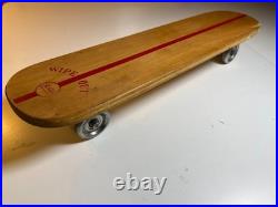 Vintage 1960s 60s Wooden Wood Skateboard Surfer Metal Steel Wheels WIPE OUT