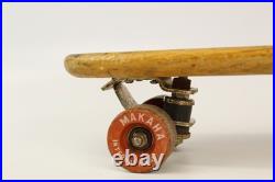 Vintage 1960s Makaha 22 Wood Skateboard Sidewalk Surfboard, Clay Wheels