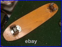 Vintage 1960s Sidewalk Surfboard By Champion Wooden Skateboard Metal Wheels