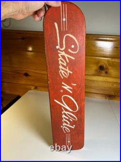 Vintage 1960s Skate'N Glide Skateboard Wooden Wood Steel Wheels Sidewalk Surfer