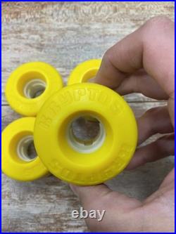 Vintage 1980s Kryptos Skateboard Wheels Set Of 4 Yellow White Kryptonics Nos