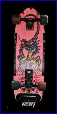 Vintage 1980s NASH Executioner Skateboard Rare Pink Blue Complete Dragon Skulls