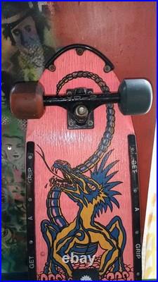 Vintage 1980s NASH Executioner Skateboard Rare Pink Blue Complete Dragon Skulls
