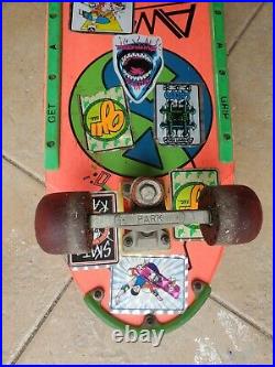 Vintage 1980s NASH red line skateboard Awesome Ring Yang Graphics READ