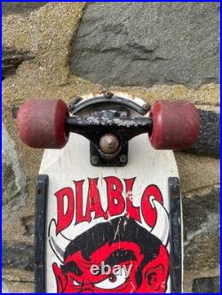 Vintage 1980s OG Variflex Diablo Red Devil White Complete Skateboard 80's