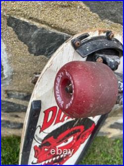 Vintage 1980s OG Variflex Diablo Red Devil White Complete Skateboard 80's Vintage 1980s OG Variflex Diablo Red Devil White Complete Skateboard 80's