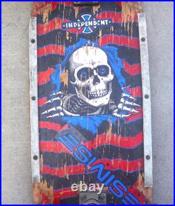 Vintage 1980s Powell Peralta Ripper Skeleton Skateboard with Independent Trucks