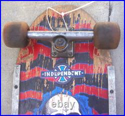 Vintage 1980s Powell Peralta Ripper Skeleton Skateboard with Independent Trucks