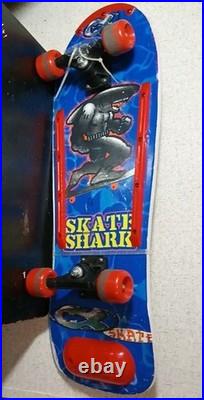 Vintage 1980s Shark Muscle Skate Wood Rubber Skateboard Red Waves New Shrinkwrap