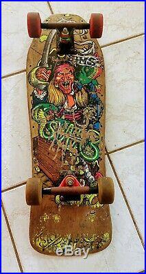 Vintage 1980s Sims Kevin Staab Pirate Longboard Skateboard W Bones Wheels