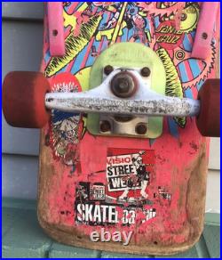 Vintage 1987 Santa Cruz Claus Grabke Exploding Clock Skateboard Skate Complete