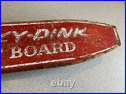 Vintage 24 Rinky Dink Wood Skate Surf Board WithMetal Wheels 1960s