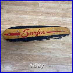Vintage 50's-60's Wooden Wood Early Skateboard Sidewalk Surfer Metal Wheels
