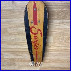 Vintage 50's-60's Wooden Wood Early Skateboard Sidewalk Surfer Metal Wheels