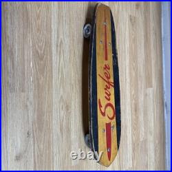 Vintage 50's-60's Wooden Wood Early Skateboard Sidewalk Surfer Metal Wheels