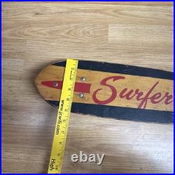 Vintage 50's-60's Wooden Wood Early Skateboard Sidewalk Surfer Metal Wheels