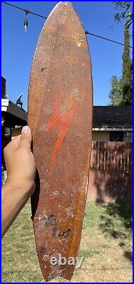 Vintage'60s Wooden Skateboard Long Board So Cal Sidewalk Surfer