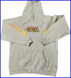 Vintage 90 Y2K Think Skateboarding L Hoodie Gray Street Wear San Francisco Flame