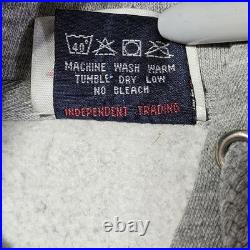 Vintage 90 Y2K Think Skateboarding L Hoodie Gray Street Wear San Francisco Flame