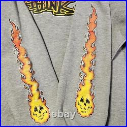 Vintage 90 Y2K Think Skateboarding L Hoodie Gray Street Wear San Francisco Flame